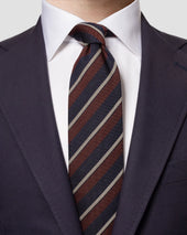 Burgundy Striped Wool Silk Tie