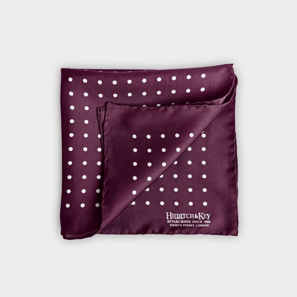 White Medium Spot Silk Pocket Square