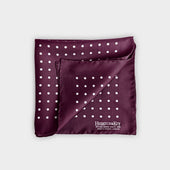 Burgundy & White Medium Spot Silk Pocket Square