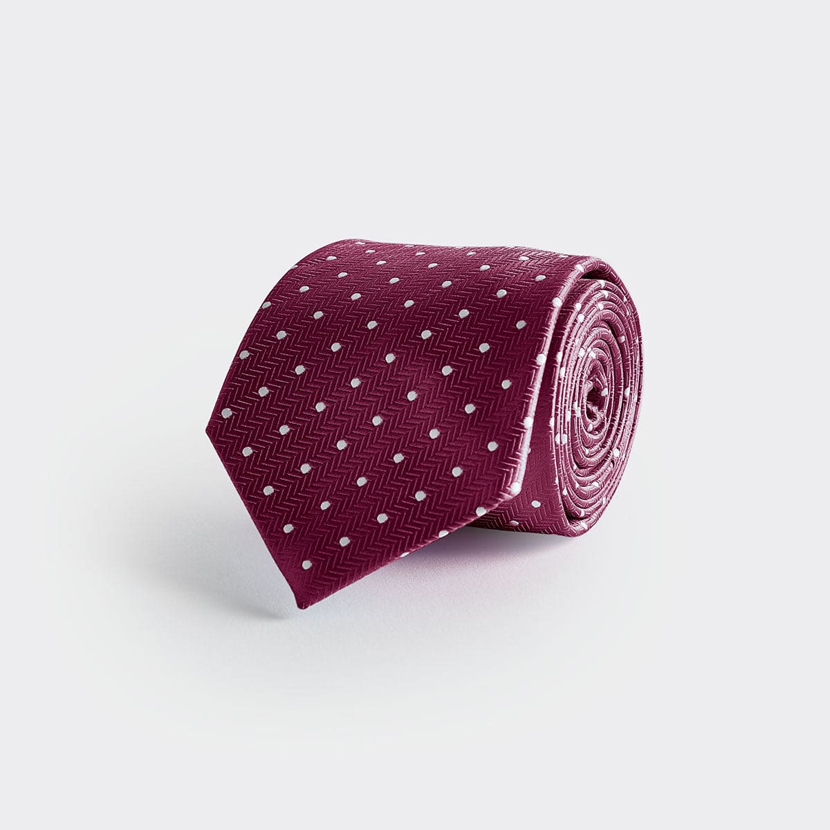 White Spot Herringbone Silk Tie
