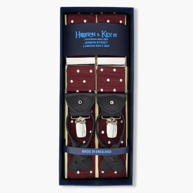 Burgundy & White Spot Silk Barathea Braces