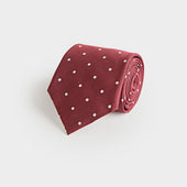 Burgundy & White Spot Silk Tie