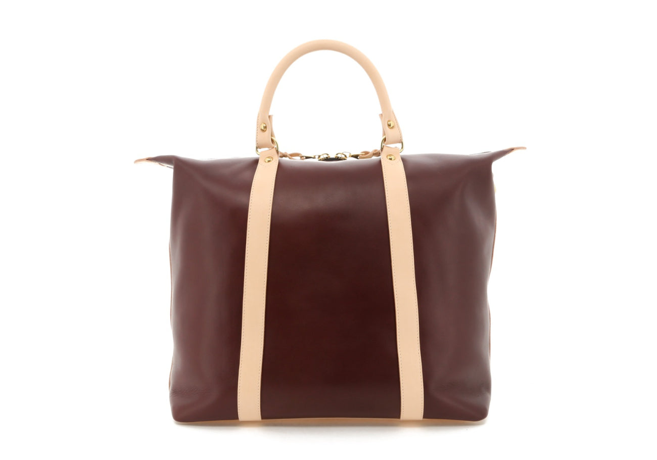 Hampton Tote - Burgundy/Natural Trim - Smooth Tumbled
