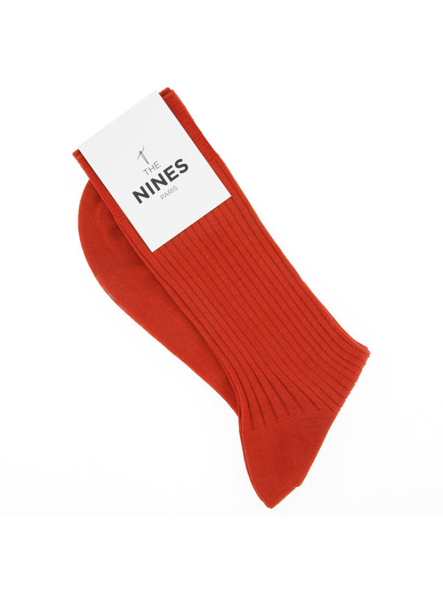 Burnt orange cotton lisle socks