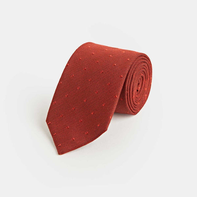 Burnt Orange Self-Spot Wool & Silk Blend Tie