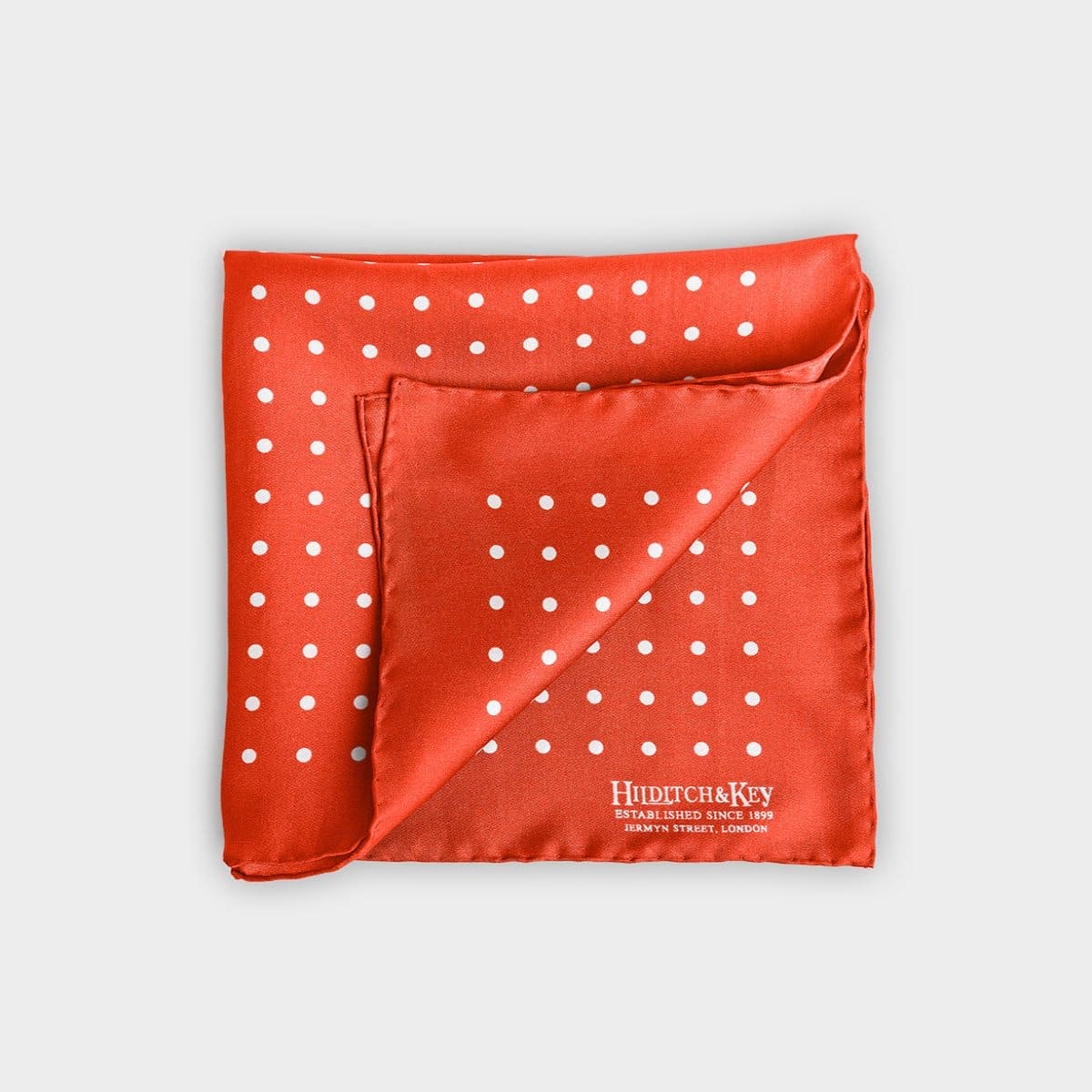 White Medium Spot Silk Pocket Square