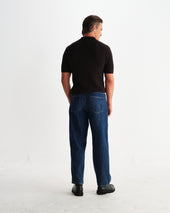Bury Dark Brown Stripe Zip Polo
