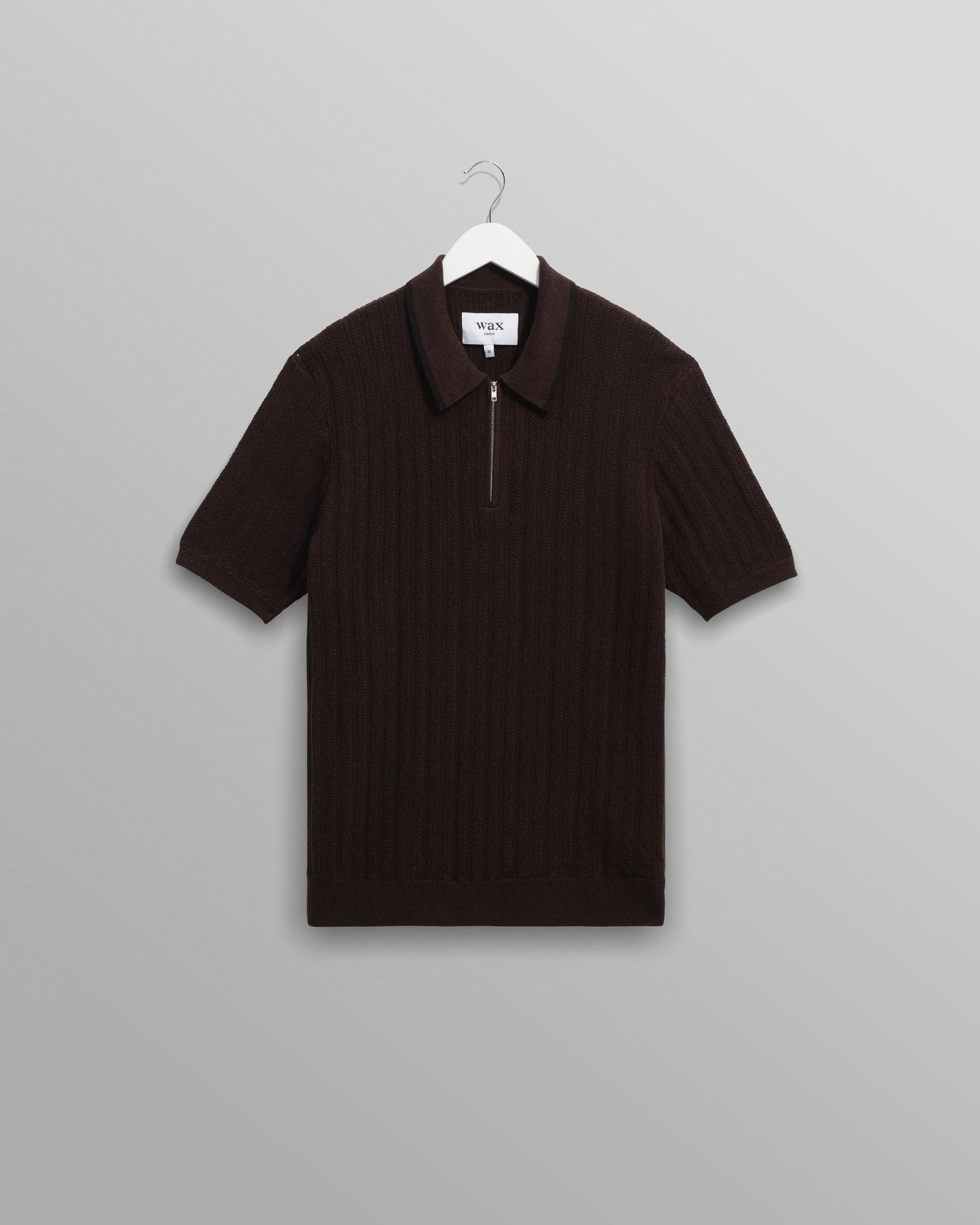 Bury Dark Brown Stripe Zip Polo