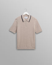 Bury - Natural Melange Stripe Zip Polo