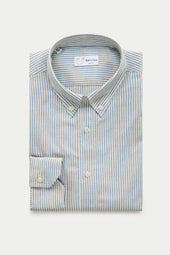Long Sleeve Slim Before-Dinner Button Down Cotton Shirt Blue Conductor