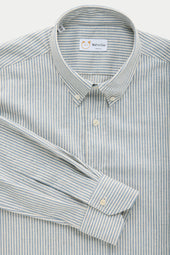 Long Sleeve Slim Before-Dinner Button Down Cotton Shirt Blue Conductor