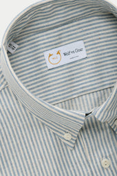 Long Sleeve Slim Before-Dinner Button Down Cotton Shirt Blue Conductor