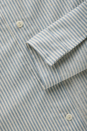 Long Sleeve Slim Before-Dinner Button Down Cotton Shirt Blue Conductor