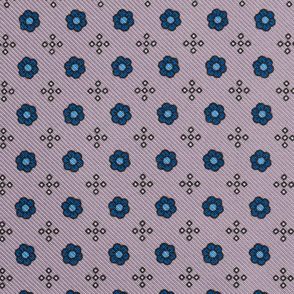Floral Printed Silk Bespoke Tie Grey