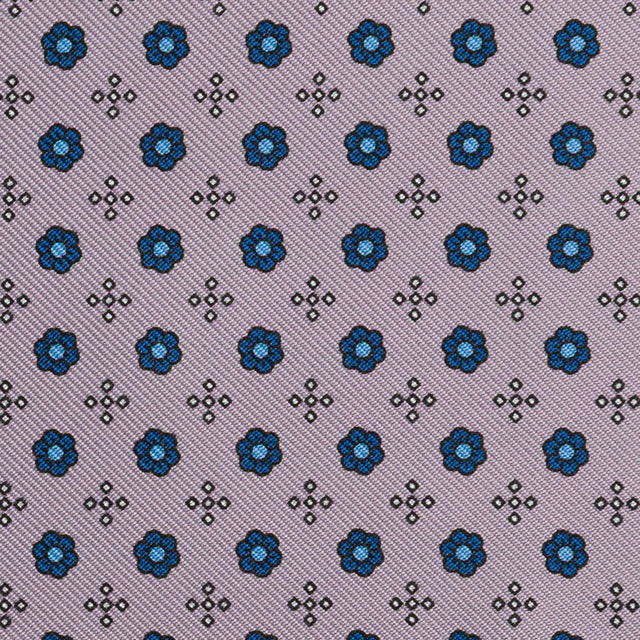 Floral Printed Silk Bespoke Tie - Grey