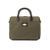 Mensajero Briefcase Leather And Forest Canvas
