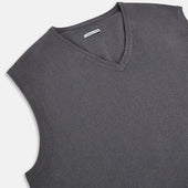 Grey V Neck Cashmere Vest