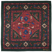 Animal Motif Wool / Silk Pocket Square - Forest - 40x40cm