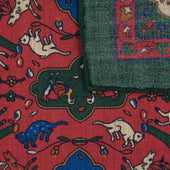 Animal Motif Wool Silk Pocket Square 40x40cm