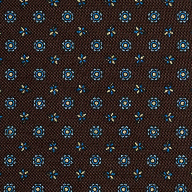 Floral Printed Silk Bespoke Tie - Brown
