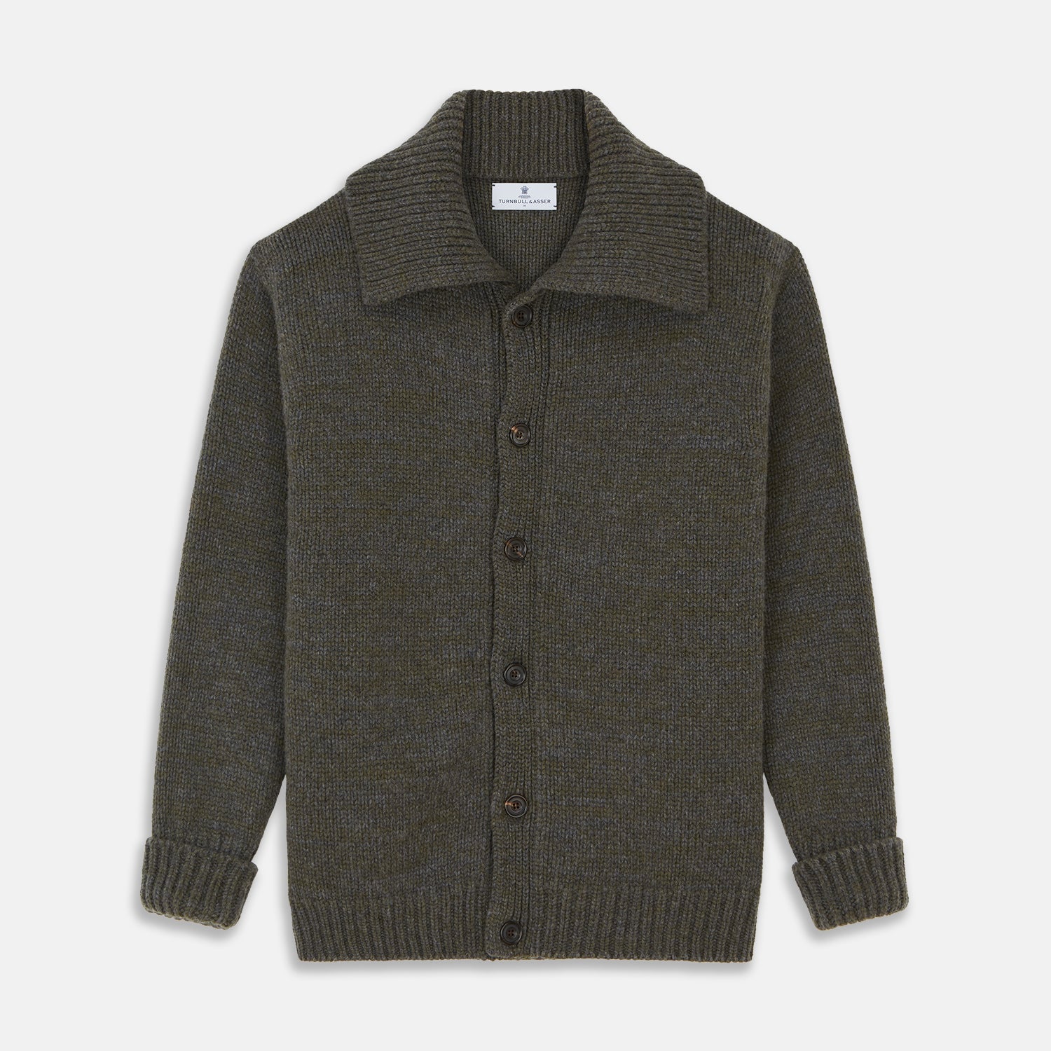 Green and Grey Cashmere Melange Lowry Cardigan