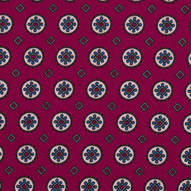 Floral Printed Silk Bespoke Tie - Magenta