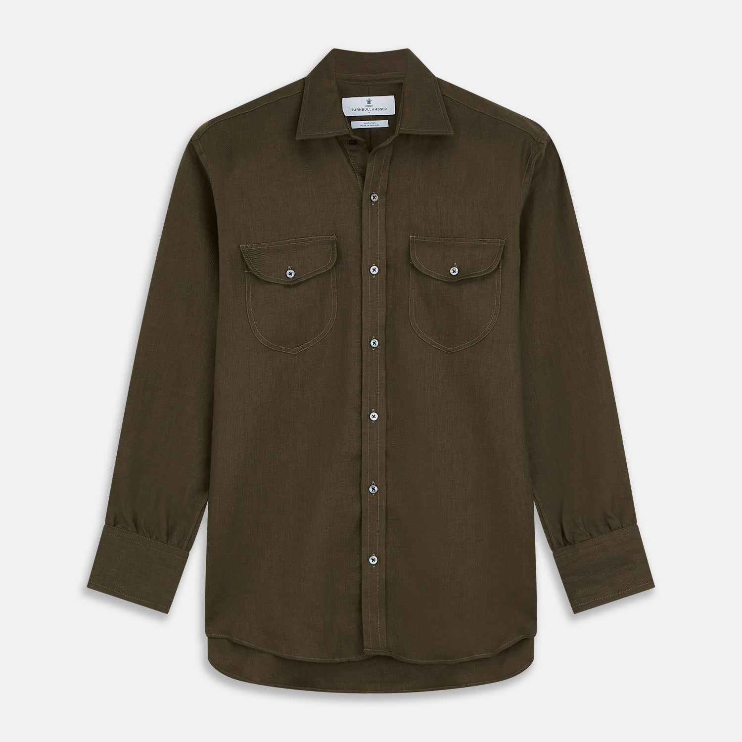 Khaki Green Linen Weekend Fit Langston Shirt