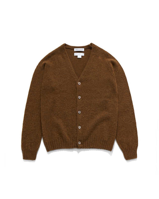 SHAGGY SHORTER LENTH V NECK CARDIGAN / PECAN