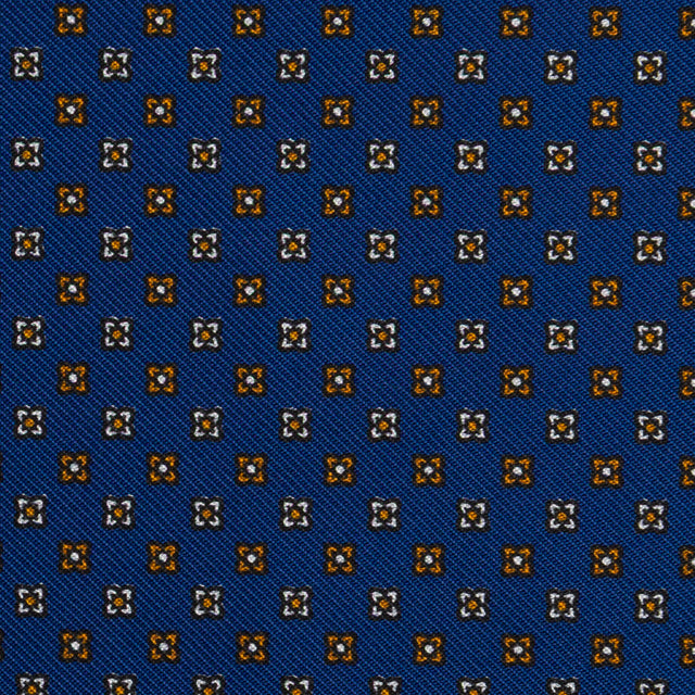 Floral Printed Silk Bespoke Tie - Light Navy