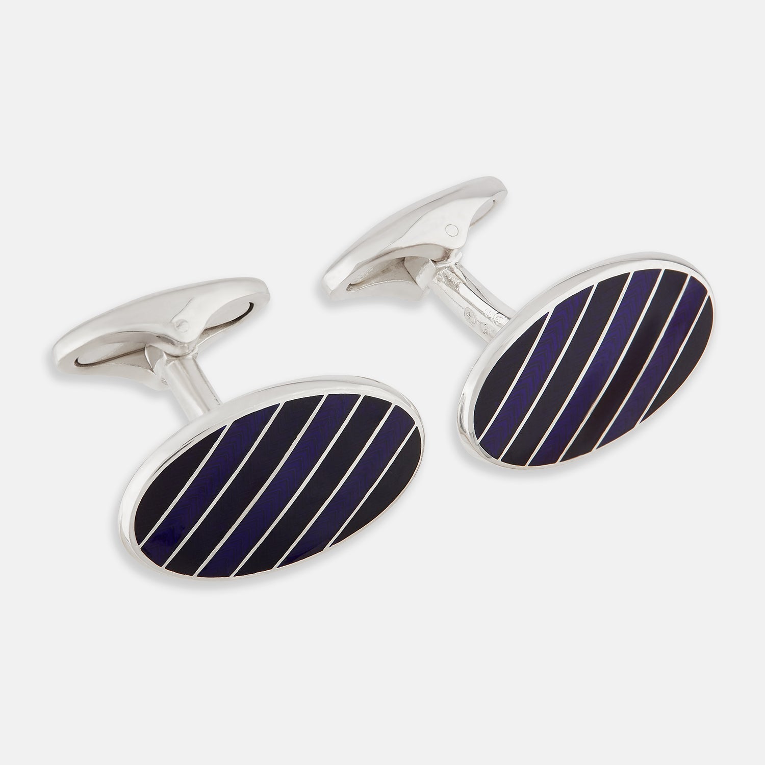 Striped Oval Enamel Cufflinks