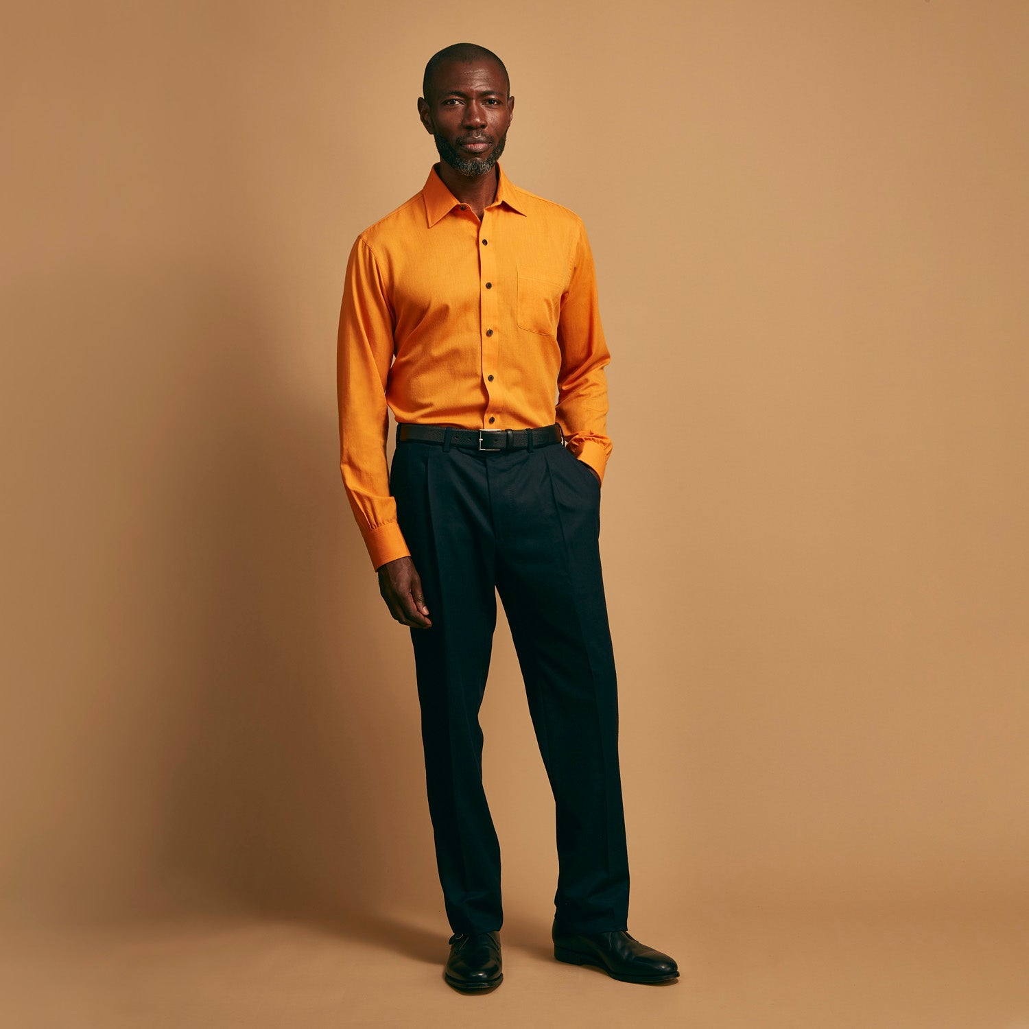 Weekend Fit Cotton Wool Shirt With Derby Collar And 1 Button Cuffs
