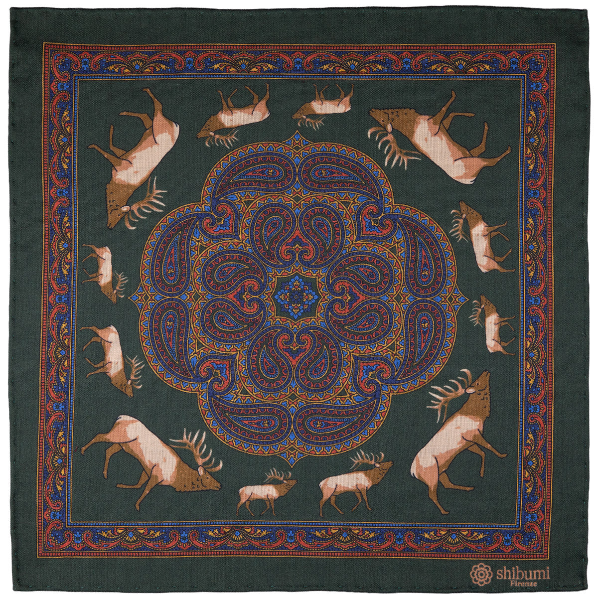 Animal Motif Wool Silk Pocket Square 33x33cm