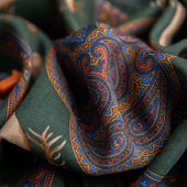 Animal Motif Wool Silk Pocket Square 33x33cm