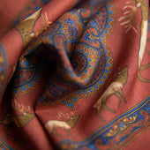 Animal Motif Wool Silk Pocket Square 33x33cm