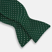 Racing Green And White Spot Silk Bow Tie