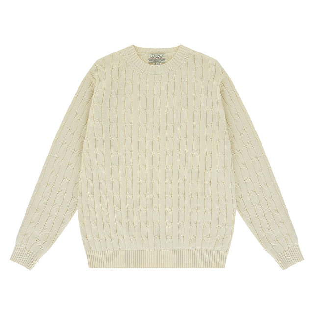 Cable crewneck sweater (Ecru)