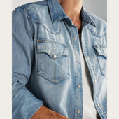 Men's Denim Long Sleeve Pearl Snap