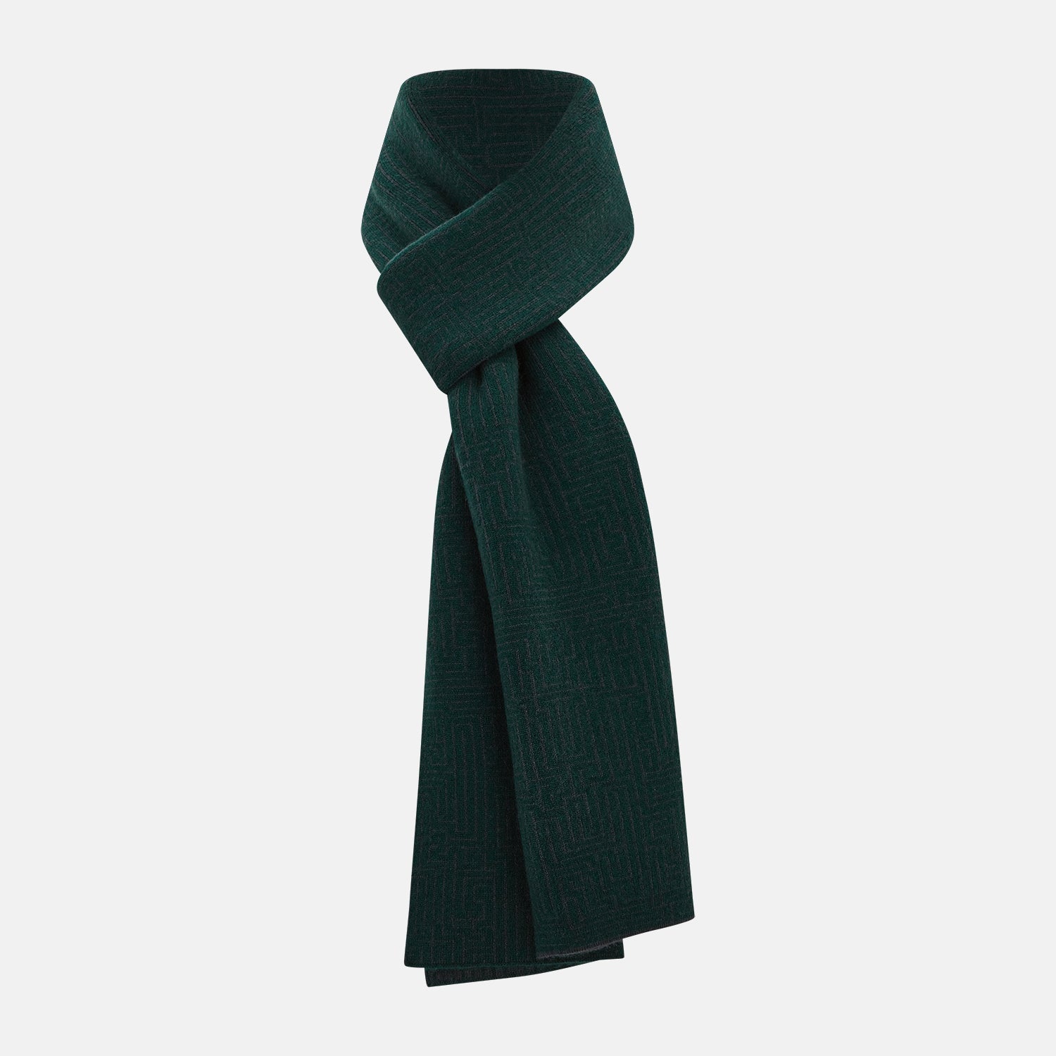 And Charcoal Fretwork Cashmere Knitted Scarf