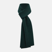 Forest Green and Charcoal Fretwork Cashmere Knitted Scarf