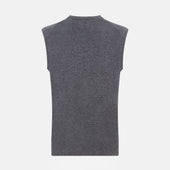 Grey Melange V Neck Cashmere Vest