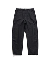 CINCH BACK CURVED PANTS / BLACK LINEN