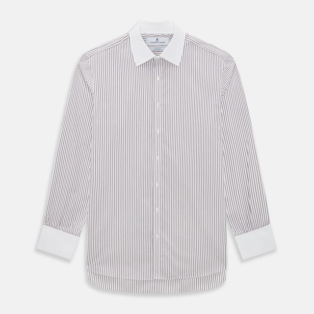Red Double Stripe Shirt with Contrast T&A Collar and Cuffs