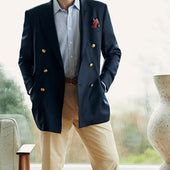 Plain Wool Double Breasted Blazer