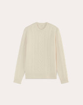 The Felted Merino Cable-Knit Crew | Bone