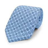 Floral Tile Pattern Printed Silk Tie