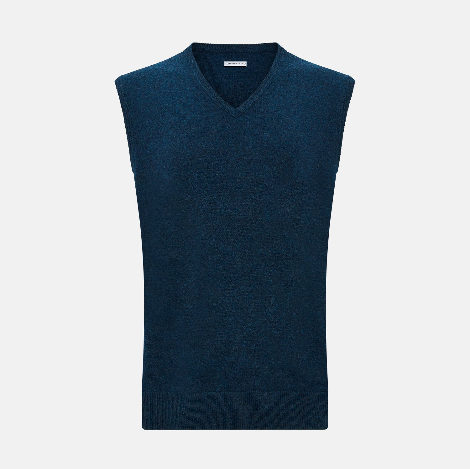 Dark Green Melange Cashmere V Neck Vest