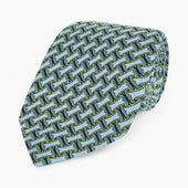 Light And Chartreuse Lemon Weave Patterned Silk Tie