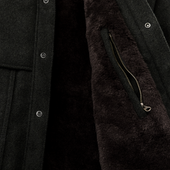 Lined Mackinaw Wool Cape Coat - Peat Black