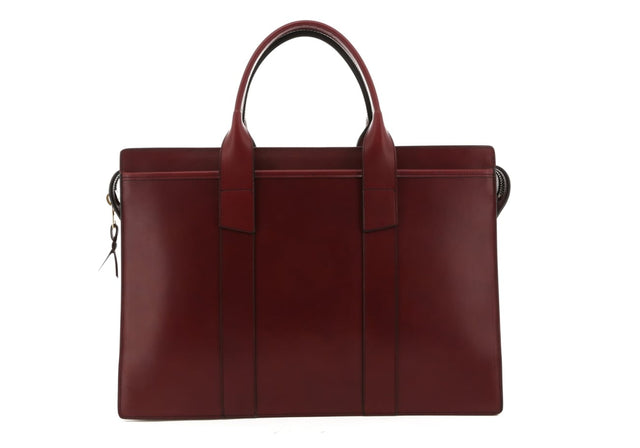 Double Zip-Top Briefcase - Cabernet - Belting Leather