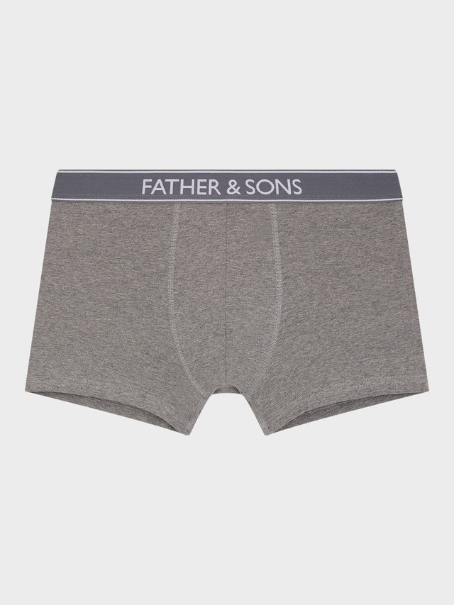 Boxer en microfibre uni gris chiné et élastique bleu